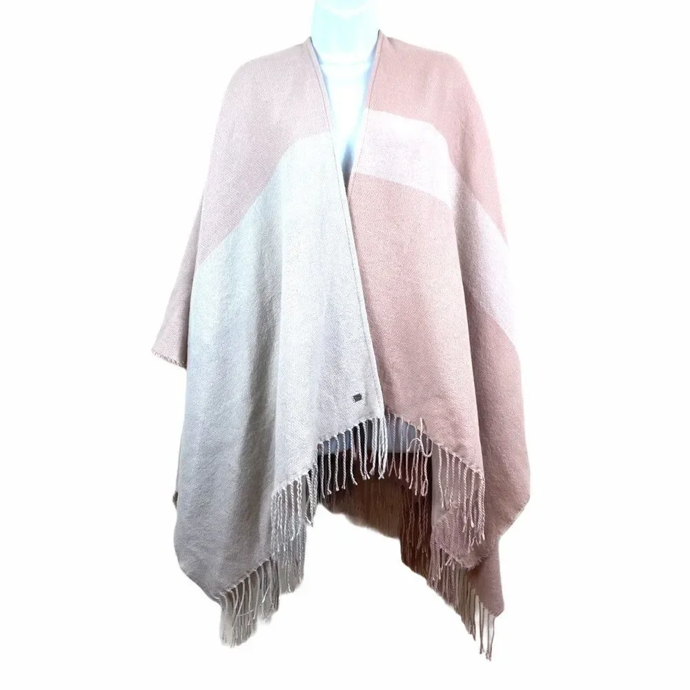 Soia & Kyo Woven Scarf Cardigan w/ Fringe Pink